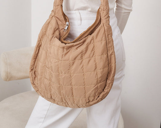 Everyday Utility with Quilted Shoulder Bags in Soft Earthy Neutrals
