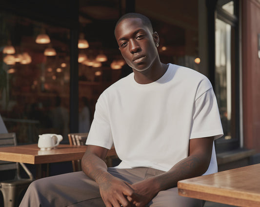 Classic White Tee Meets Urban Cool in brown Culture Aesthetic